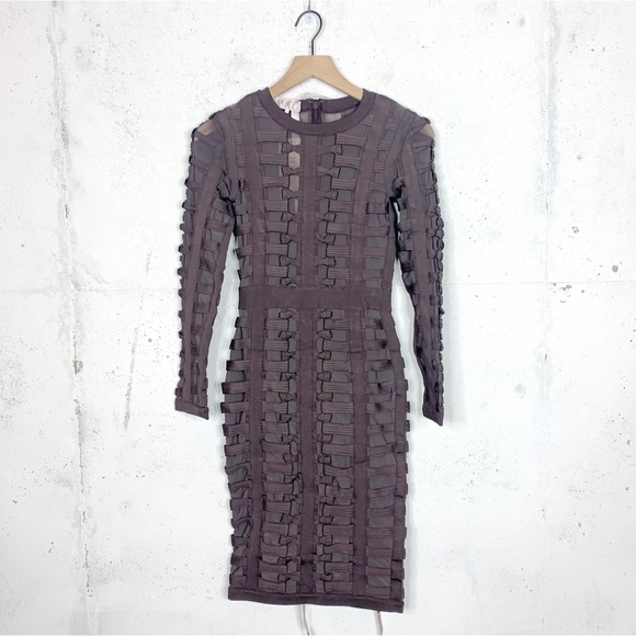 House Of CB Long Sleeve Bandage Body Con Mesh Dress Size Small - Picture 1 of 10